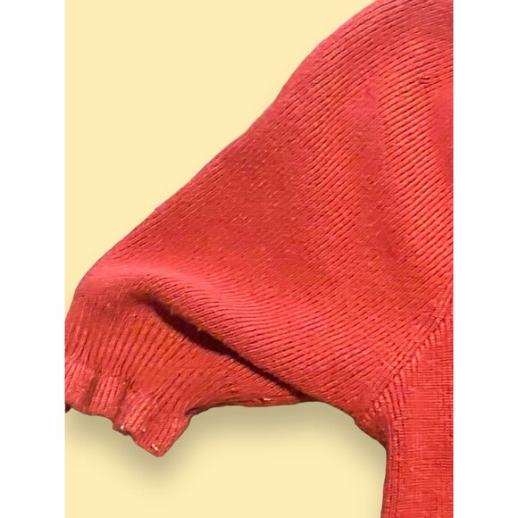 Ann Taylor Loft Square Neck Short Ruffle Sleeve Knit Blouse Women Orange Rust S - Picture 3 of 5